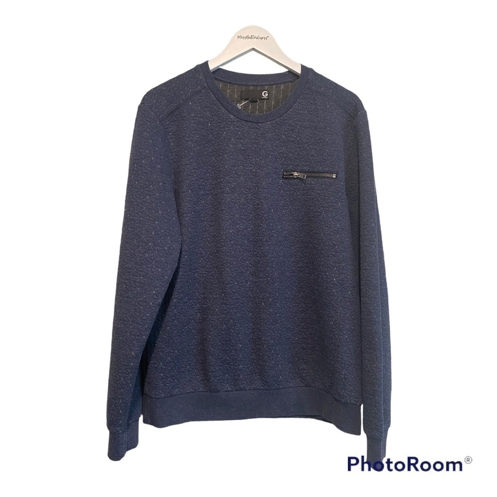 G By guess Men’s blue quilted Pullover Crewneck Sweater | size Large
